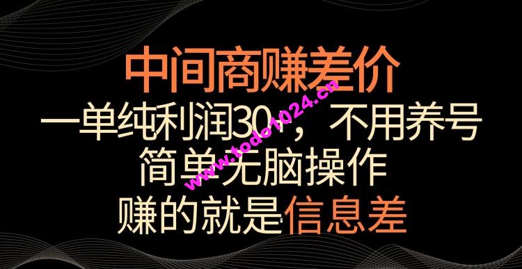 中间商赚差价，一单纯利润30+，简单无脑操作，赚的就是信息差，轻轻松松日入1000+【揭秘】